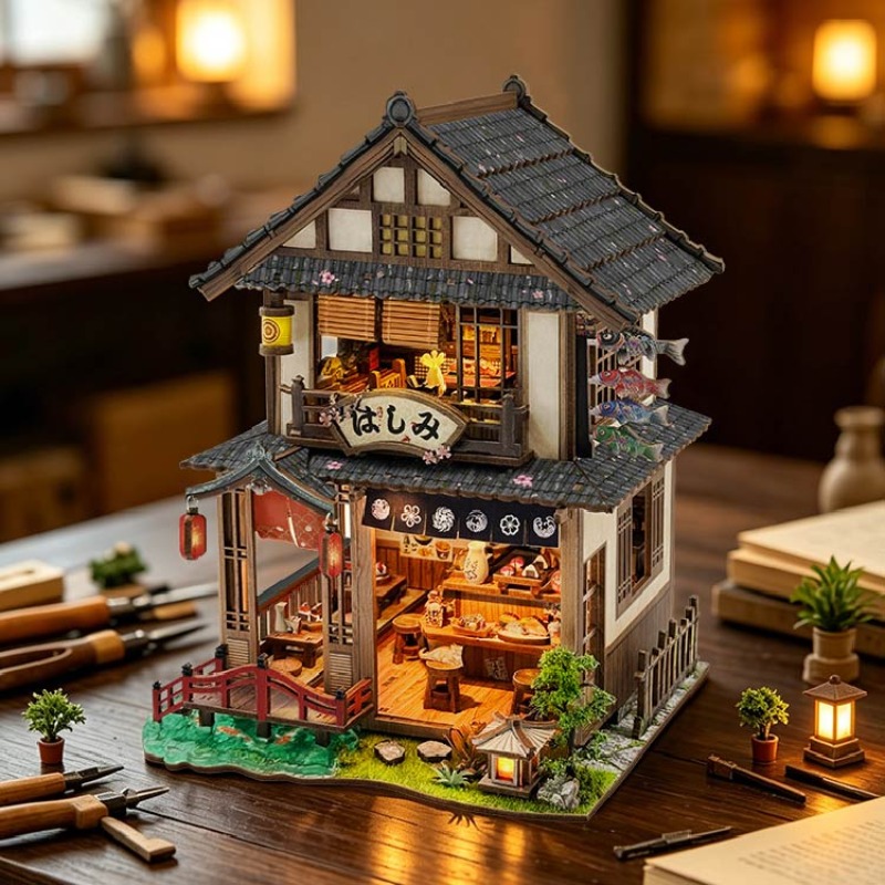 DIY Wooden Bridgeside Machiya  - đánh giá và giá Woodworking Kits For Kids