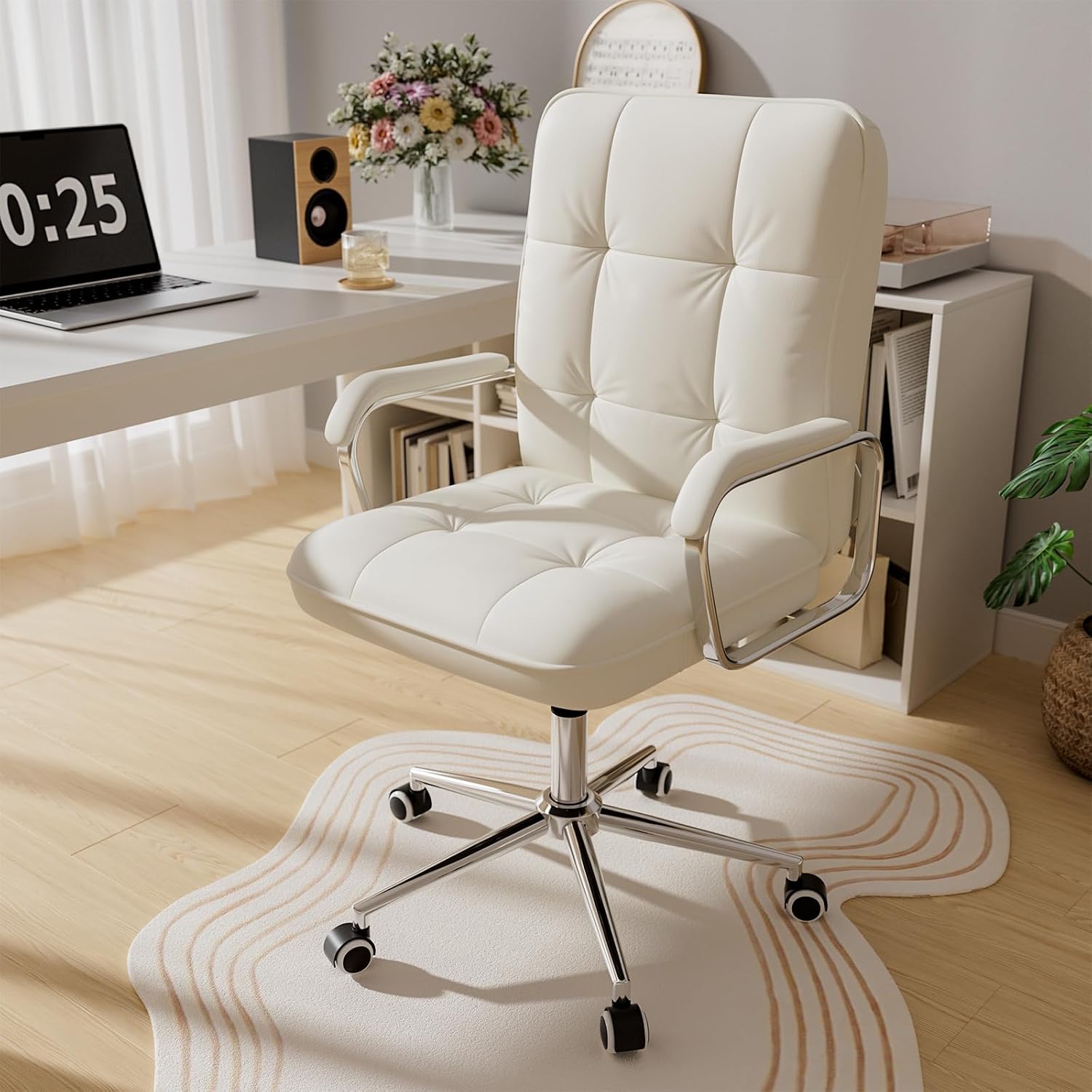 Mid Back Leather Office Desk C - đánh giá và giá Woodworking Desk Chair